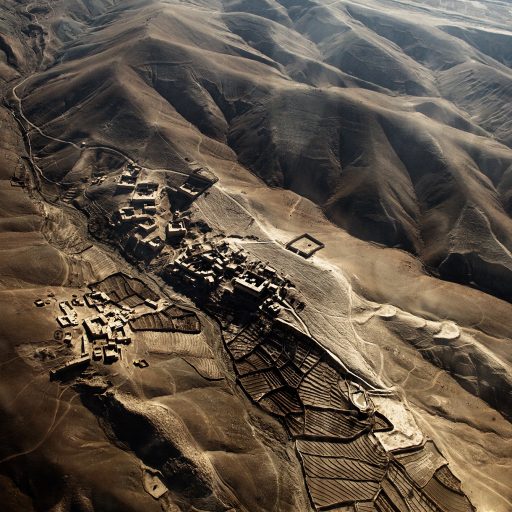 Aerial view of a village in the mountains, between Jalalabad and Kabul, in Afghanistan on Jan. 8, 2010. The area makes up a fraction of the Hindu Kush, a 500-mile mountain range spanning between north-western Pakistan and eastern and central Afghanistan. For centuries, its barren and jagged mountain ranges have been likened to a graveyard for invading armies. Extreme climatic conditions, sparse roads and impassible terrain make combat a grueling feat.