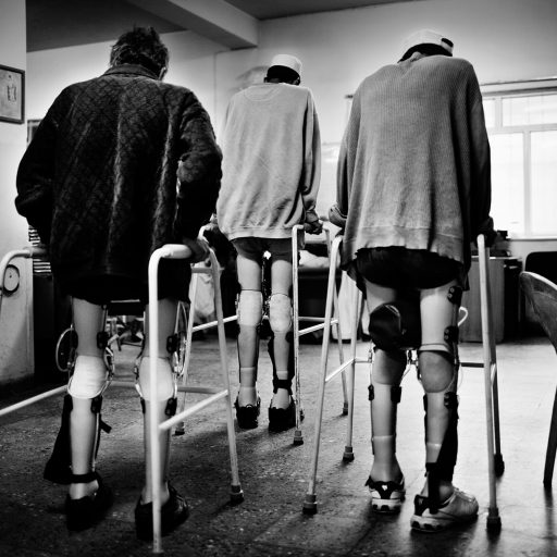 Patients exercise with callipers at the International Committee of the Red Cross, ICRC, ortophedic center in Kabul, Afghanistan on Jan. 27, 2010. Paraplegics disabled with spinal cord injuries are the most delicate cases.
