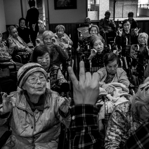 **NO RESALES, NOT IN ARCHIVE** STORY TO BE HELD FOR LATER DATE

Kyoto, Japan - December 6, 2017: Elderly women perform simple exercises in a privately owned Korean hospice home designed to accommodate the Korean community of Kyoto, including serving familiar food and decor. The majority of the elderly members of the hospice are Korean, many of whom were the first generation of refugees or conscripted laborers from Korea during the WWII and the Korean War. With the decline of the Japanese population, the elderly communities are rapidly growing calling for overfilled hospices. Because much of the Korean community are either non citizens of Japan or stateless, they rely on these privately owned Korean hospices to take care of them. Photo: Christopher Lee.