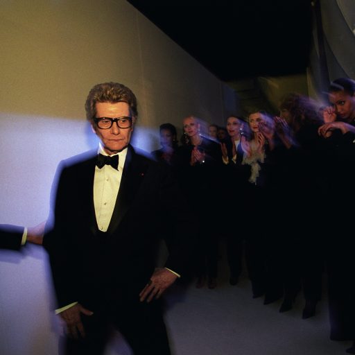 Fashion designer Yves Saint Laurent backstage at the Georges Pompidou Centre after his last haute couture show in Paris, Jan. 22, 2002. The show marked the retirement of Yves Saint Laurent after 40 years of designing haute couture for the rich and famous.

Photo by: Alexandra Boulat / VII