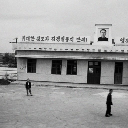 A view of rural North Korea, from a passing train.