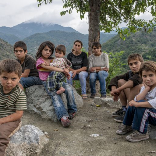 Epraqsya Kandunts, 34, poses for a portrait together with her seven children, in Charektar village, Nagorno-Karabakh, on July 15, 2017.

There has been a conflict in Nagorno-Karabakh in the South Caucasus, for decades, with fighting between Armenian and Azerbaijani forces. In 1994, after six years of war, a ceasefire was concluded, but violence has continued along the contact line between the unrecognized republic of Nagorno-Karabakh, and Azerbaijan, breaking out into a 45-day war in Fall 2020.