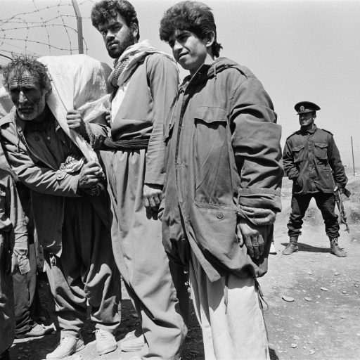 Kurds fleeing the War in Iraq arriving at a refugee camp. Sardasht, Iran. April 1991.