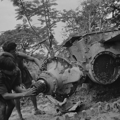 Repair on a Soviet T54 tank, Siem Reap, Cambodia, 1994