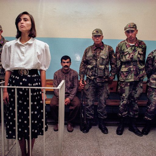 Kurdish woman stands trial for being accused of being a member of the Kurdistan Workers Party, or PKK,  in Diyarbakir, Turkey on Sept. 16, 1991.