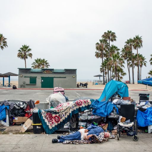 A homeless enclave on Venice Beach, California on July 19, 2020.