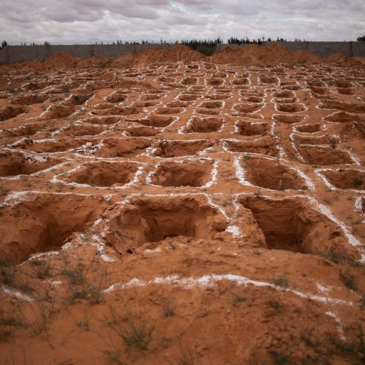 A scene of the mass grave site is seen at Harouda farm on March 24, 2021 in Tarhuna, Libya.(Photo by Nada Harib/Getty Images)