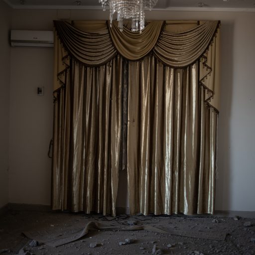 A damaged living room is seen in Mashrou Al-Hadba area on June 24, 2020 in southern Tripoli, Libya.