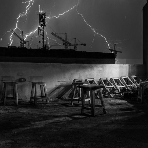 A stormy night on the roof of a cafe in the city of Tabriz, Iran, on May 21, 2020. Cafes, shops and public places were officially shut down due to the pandemic, pushing many businesses into bankruptcy and exacerbating depression rates among young people.