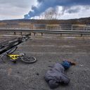 Photo by Eric Bouvet / VII. A dead body is seen in Irpin, Ukraine, March 7, 2022.