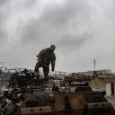 Photo by Ron Haviv / VII. Ukrainian forces look at destroyed Russian equipment on April 3, 2022, after advancing on their positions after the Russians left the area.