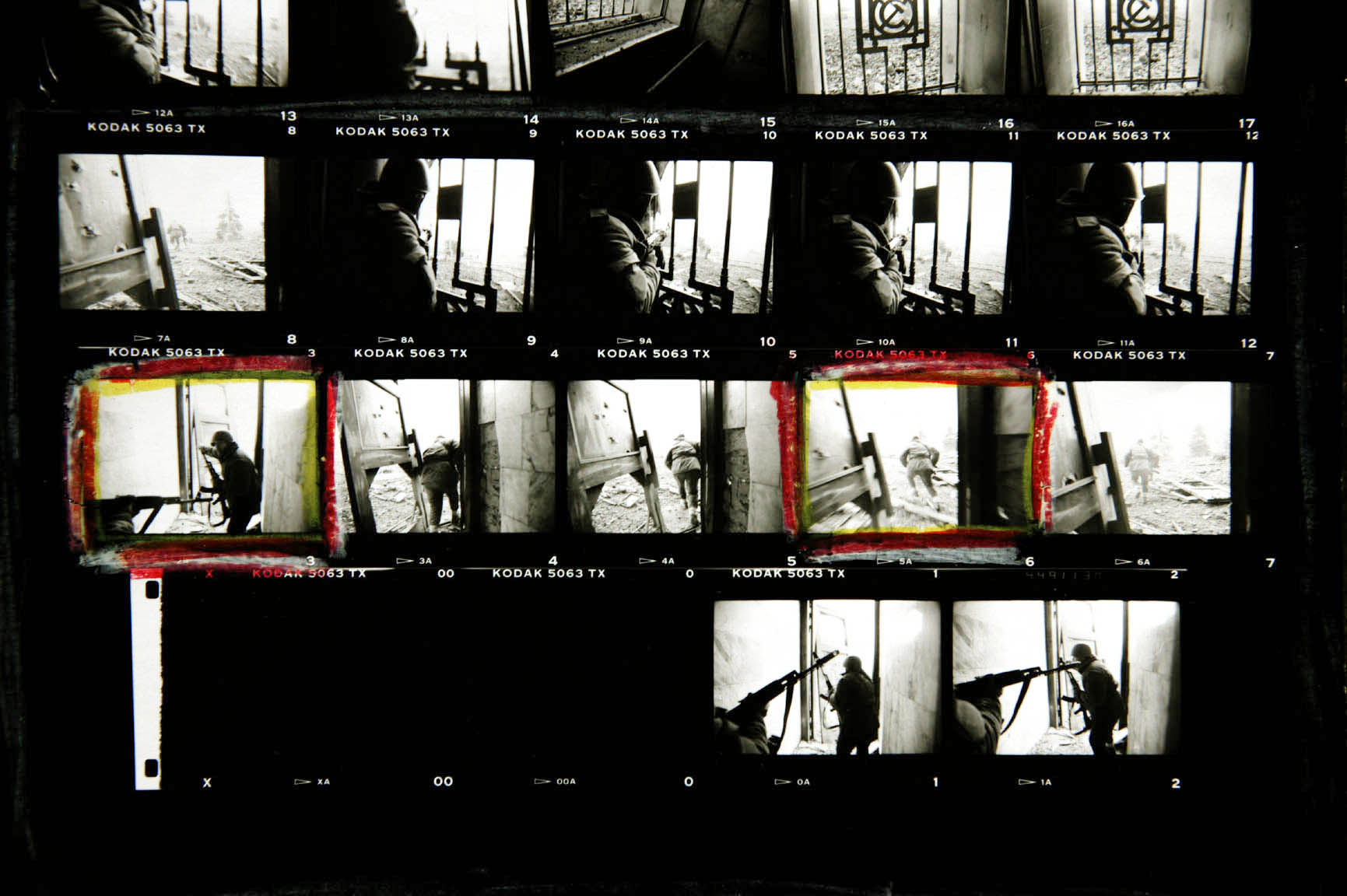 Contact sheet from Chechnya. ©Christopher Morris / VII Photo