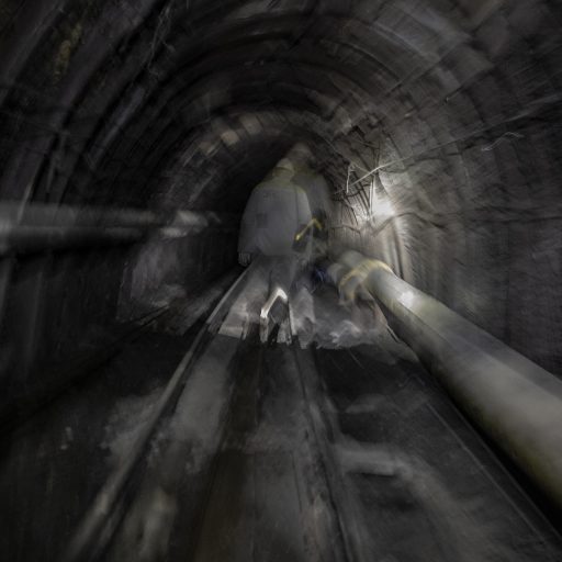 Descending through tunnels nearly half a mile underground at a private coal mine run by the DTEK energy company, in the Dobropil district of Ukraine’s eastern Donetsk region, June 9, 2022. The mine is under a private lease to oligarch Rinat Akhmetov, Ukraine’s richest man. © Finbarr O’Reilly.
