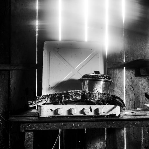 In June, 2019, a small alligator is about to be cooked in Aladino's kitchen. Aladino is an indigenous shaman who lives in a small village called Pebas, in the heart of the Peruvian Amazon. As times goes by in his path to become a strong shaman again, he turns into follow old recipes especially when it concerns food. The consumption of the proper nutriment is a real key to follow his ancient traditions and be connected with the spiritual forces of the rain forest. © Leonardo Carrato.