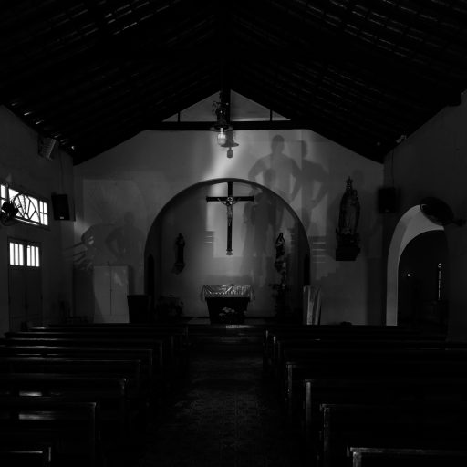 On May 21st, 2020, an empty church in Favela da Rocinha, Rio de Janeiro. During the pandemic, all activities have been suspended, but as an act of faith, some residents come to pray as a way to hold on to something during the pandemic. © Leonardo Carrato.