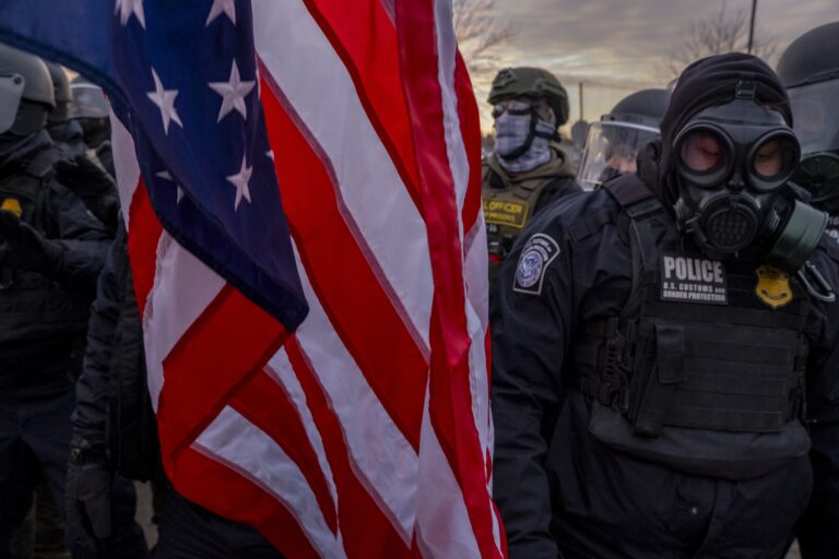Anti ICE protestors clash with ICE agents outside the Bishop Henry Whipple Federal Building during a protest January 17, 2026 in Minneapolis, Minnesota.